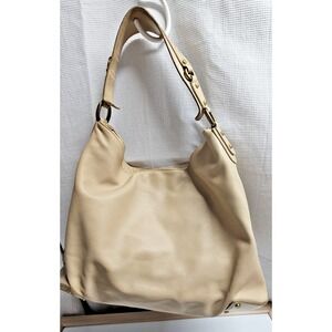 Vintage Cole Haan large beige leather hobo bucket purse one handle‎ bag